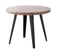 MATIKA - Table repas ronde extensible bois naturel D 100 Noir