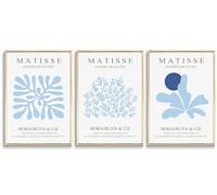 Matisse - Lot de 3 affiches murales abstraites minimalistes bleues Henri Matisse - Impressions sur toile esthétique pour chambre à coucher, salon, galerie, décoration d'intérieur, sans cadre