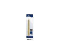 Staedtler Noris 120, Crayons à papier B en bois de haute qualité, Étui blister de 2 crayons B, 120-1 BK2D