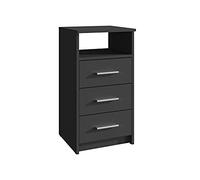 MATKAM Commode à tiroirs 3SO d'aspect Classique, H75 x L40 x 35 cm, avec 3 tiroirs et Un Compartiment de Rangement Ouvert, glissières en métal, Disponible en différentes Finitions (Noir)