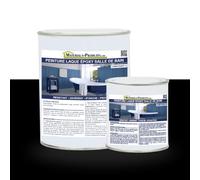 MATPRO - Peinture Laque Epoxy Salle de Bain - Sans Solvant, Auto-Lissant - Répare & Rénove Baignoire, Lavabo, Évier, Plan de Travail - Noir Brillant - 5Kg