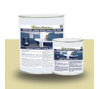 MATPRO - Peinture Laque Epoxy Salle de Bain - Sans Solvant, Auto-Lissant - Répare & Rénove Baignoire, Lavabo, Évier, Plan de Travail - Aspect Ivoire - 1Kg