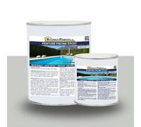 MATPRO - Peinture Piscine Epoxy - Sans Solvant - Très Haute Adhérence sur Béton, Ciment, Enduit - Application Travaux Neufs/Réparation - Gris Clair - 1Kg