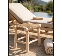 Matra - tabouret en branche de teck et jacinthe d'eau