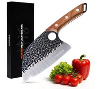 Matsato Couperet de Cuisine Hachoir Acier Inoxydable Manche Bois | Manche bois de hêtre carbonisé, construction Full-Tang. Pour viande, volaille, os. Lavage à la main.