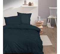 MATT & ROSE Housse de Couette 140x200 cm Unie Coton LAVÉ | 100% Coton Lavé | Oeko-TEX | Bleu Nuit
