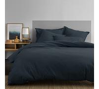 MATT & ROSE Housse de Couette 220x240 cm Unie Coton LAVÉ | 100% Coton Lavé | Oeko-TEX | Bleu Nuit