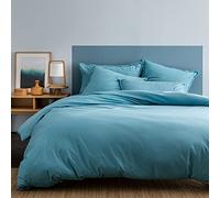 MATT & ROSE Housse de Couette 240x260 cm Unie Coton LAVÉ | 100% Coton Lavé | Oeko-TEX | Bleu Glacier