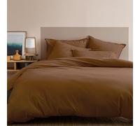 MATT & ROSE Housse de Couette Coton LAVÉ Unie 100% Coton | Chocolat | 260x240 cm | Chambre adulte, lit 2 places | Coton lavé doux au toucher | Fermeture boutons | Certifié Oeko-Tex