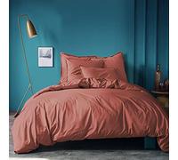 MATT & ROSE Housse de Couette Coton LAVÉ Unie 100% Coton | Terre cuite | 260x240 cm | Chambre adulte, lit 2 places | Coton lavé doux au toucher | Fermeture boutons | Certifié Oeko-Tex