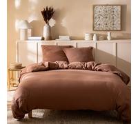 MATT & ROSE Housse de Couette Gaze DE Coton Unie 100% Coton | Chocolat | 240x220 cm | Chambre adulte, lit 2 places | Double gaze | Fermeture boutons | Certification Oeko-Tex