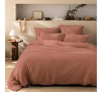 MATT & ROSE Housse de Couette Gaze DE Coton Unie 100% Coton | Terre cuite | 260x240 cm | Chambre adulte, lit 2 places | Double gaze | Fermeture boutons | Certification Oeko-Tex
