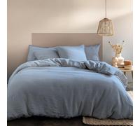 MATT & ROSE Housse de Couette Passion Lin Unie 100% Lin lavé | Bleu orage | 260x240 cm | Chambre adulte, lit 2 places | Doux et respirant | Fermeture boutons | Certification Oeko-Tex