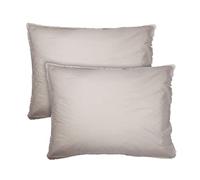 MATT & ROSE Lot de 2 taies d'oreiller Coton LAVÉ à Franges 100% Coton | Coloris Lin | 50x70 cm | Pour oreiller rectangulaire | Coton lavé doux au toucher | Certification Oeko-Tex