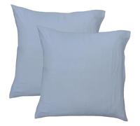 MATT & ROSE Lot de 2 taies d'oreiller Gaze DE Coton Unies 100% Coton | Bleu Horizon | 65x65 cm | Pour oreiller carré | Double gaze de qualité supérieure | Certification Oeko-Tex