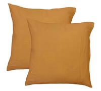 MATT & ROSE Lot de 2 taies d'oreiller Gaze DE Coton Unies 100% Coton | Caramel | 65x65 cm | Pour oreiller carré | Double gaze de qualité supérieure | Certification Oeko-Tex