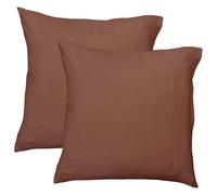 MATT & ROSE Lot de 2 taies d'oreiller Gaze DE Coton Unies 100% Coton | Chocolat | 65x65 cm | Pour oreiller carré | Double gaze de qualité supérieure | Certification Oeko-Tex