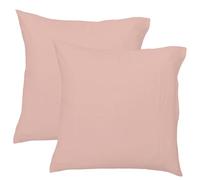 MATT & ROSE Lot de 2 taies d'oreiller Gaze DE Coton Unies 100% Coton | Rose | 65x65 cm | Pour oreiller carré | Double gaze de qualité supérieure | Certification Oeko-Tex