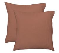MATT & ROSE Lot de 2 taies d'oreiller Gaze DE Coton Unies 100% Coton | Terre cuite | 65x65 cm | Pour oreiller carré | Double gaze de qualité supérieure | Certification Oeko-Tex