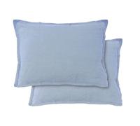 MATT & ROSE Lot de 2 taies d'oreiller Passion Lin Unies 100% Lin lavé | Bleu orage | 50x70 cm | Finition volant plat | Pour oreiller rectangulaire | Doux et respirant | Certification Oeko-Tex