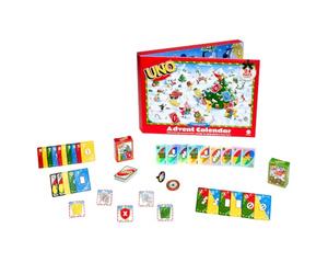 Mattel Games Calendrier de l'Avent, 7+, 2-4 joueurs | Calendrier de l'Avent pour enfants et adultes avec jeu UNO complet, pièces pour 2-4 joueurs, JNL24