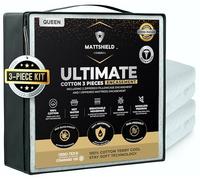 MATTSHIELD Kit Ultime 3 pièces - Housse de Matelas Anti-punaises de lit Queen Size 100% Coton + 2 protège-oreillers avec Fermeture éclair - Housse imperméable à 6 côtés, Meilleure défense Contre Les