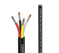 Matugajp Fil 24 AWG 4×0,2mm² 5 Metros Câble d'Extension à 4 Conducteurs | 4 fils Rallonge UL2464 VW-1 80 ℃ 300V Sans oxygène Câble cuivre multibrins étamé pour paysage,lampes,automobile,plein air