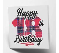 Maturi Carte d'anniversaire 18 ans Motif tartan vierge à l'intérieur