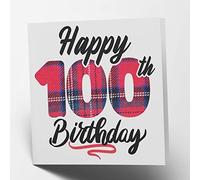 Maturi Carte d'anniversaire tartan « Happy 100th Birthday » - Intérieur vierge