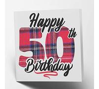 Maturi Carte d'anniversaire tartan « Happy 50th Birthday » - Intérieur vierge