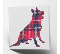 Maturi Carte de vœux en tartan de berger allemand - Intérieur vierge, carrée 15,5 x 15,5 cm