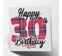 Maturi Carte tartan « Happy 30th Birthday » - Intérieur vierge