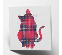Maturi Cat Tartan Carte de vœux - Intérieur vierge, carrée 15,5 x 15,5 cm