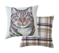 Maturi Coussin de siège rempli avec Image Aquarelle de Chat tigré, Coussin de Chaise, canapé - 43 x 43 cm