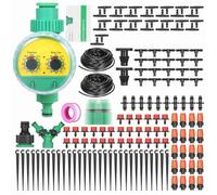 Matybobe Kit D'irrigation Goutte à Goutte Système D'arrosage Kit D'arrosage des Plantes Tube de 40 M Plastique Résistant aux UV [marque] Contrôle du Débit D'eau (Tube de 30 m et minuterie)