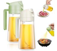 mauepersu Set de 2: Spray Huile Cuisine 2-en-1 et Vaporisateur Huile - Pulvérisateur Huile 470 ml en Verre pour Ninja Air Fryer, Cuisine, Griller et Salade (Blanc + Vert)