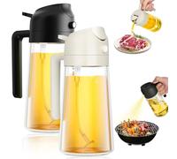 Mauepersu Spray Huile Cuisine 2-en-1 Vaporisateur 470ml,lot de 2,Blanc+Noir | Pulvérisateur Huile,En Verre, Pour Ninja Air Fryer, Cuisine, Griller et Salade