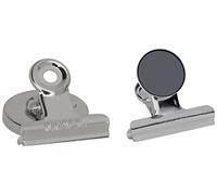 MAUL 2184096 Papier magnétique Pinces avec protection d'écran, Largeur 20 mm, 2 Pièces, 43 x 40 mm, argent/métal