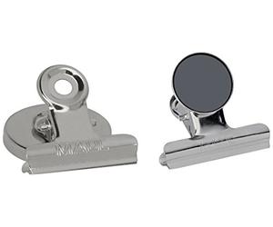 MAUL 2184096 Papier magnétique Pinces avec protection d'écran, Largeur 20 mm, 2 Pièces, 43 x 40 mm, argent/métal