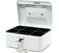 Maul 5610102 Caisse à monnaie Blanc | Rangement fiable, tri rapide des pièces, accès par 2 clés, acier robuste, format compact, poignée pratique