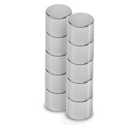 MAUL Aimant Néodyme en Forme de Pastille, Lot de 10 Aimants Ronds Particulièrement Puissants, Aimants au design Moderne, 12 x 10 mm, Charge Jusqu'à 5, 3 kg, Argent