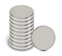 MAUL Aimant Néodyme en Forme de Pastille, Lot de 10 Aimants Ronds Particulièrement Puissants, Aimants au design Moderne, 20 x 3 mm, Charge Jusqu'à 4, 2 kg, Argent