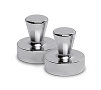 MAUL Aimant Néodyme en Forme de Quille, Lot de 2 Aimants Puissants d'une Très Grande Résistance à Usage Multiple, Aimants au design Moderne et Élégant, 32 x 33 mm, Charge Jusqu'à 22 kg, Argent