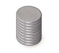 MAUL Aimant Néodyme, Lot de 10 Aimants Ronds Particulièrement Puissants à Usage Multiple, Aimants au design Moderne et Élégant, 10 x 1 mm, Charge Jusqu'à 0, 5 kg, Argent