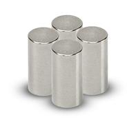 MAUL Aimant Néodyme, Lot de 4 Aimants Ronds Particulièrement Puissants à Usage Multiple, Aimants au design Moderne et Élégant, 10 x 20 mm, Charge Jusqu'à 2, 4 kg, Argent
