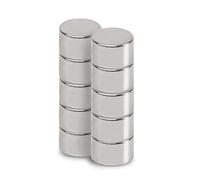 MAUL Aimant néodyme rond – Lot de 10 – 8 x 5 mm – Charge jusqu'à 2,4 kg – Argent