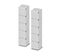 MAUL Aimants cube argent Néodyme puissant lot de 10 | forte tenue au quotidien, format discret 1 cm, fixation rapide sans perçage, idéal bureau atelier maison