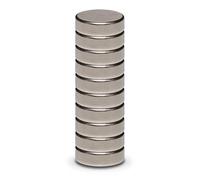MAUL Aimants en néodyme argenté rond tenue forte | Lot de 10 pratique, maintien puissant 2 kg, format discret Ø 1 cm, acier métal robuste, utilisables des deux côtés