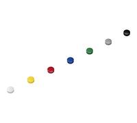 MAUL Aimants ronds rouge bleu jaune gris vert noir blanc | Lot de 10 pour mémo et planning, format discret Ø 1.5 cm, maintien jusqu’à 5 feuilles, coque plastique incassable