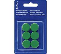 MAUL Aimants ronds verts MAULpro Lot de 6 tenue 0,3 kg bureau | Format compact Ø 2 cm, maintien fiable pour notes et photos, coque résistante, couleur verte visible, prêt à organiser
